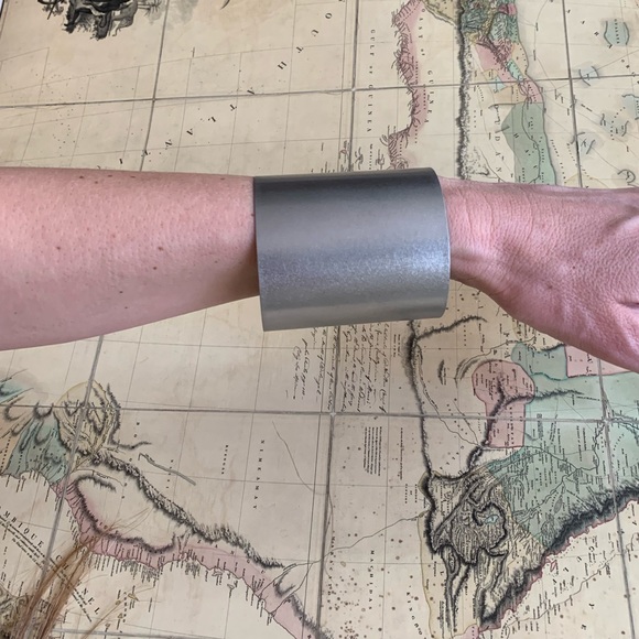 Handmade Upcycled Brushed Steel Cuff Bracelet S M - Picture 4 of 7